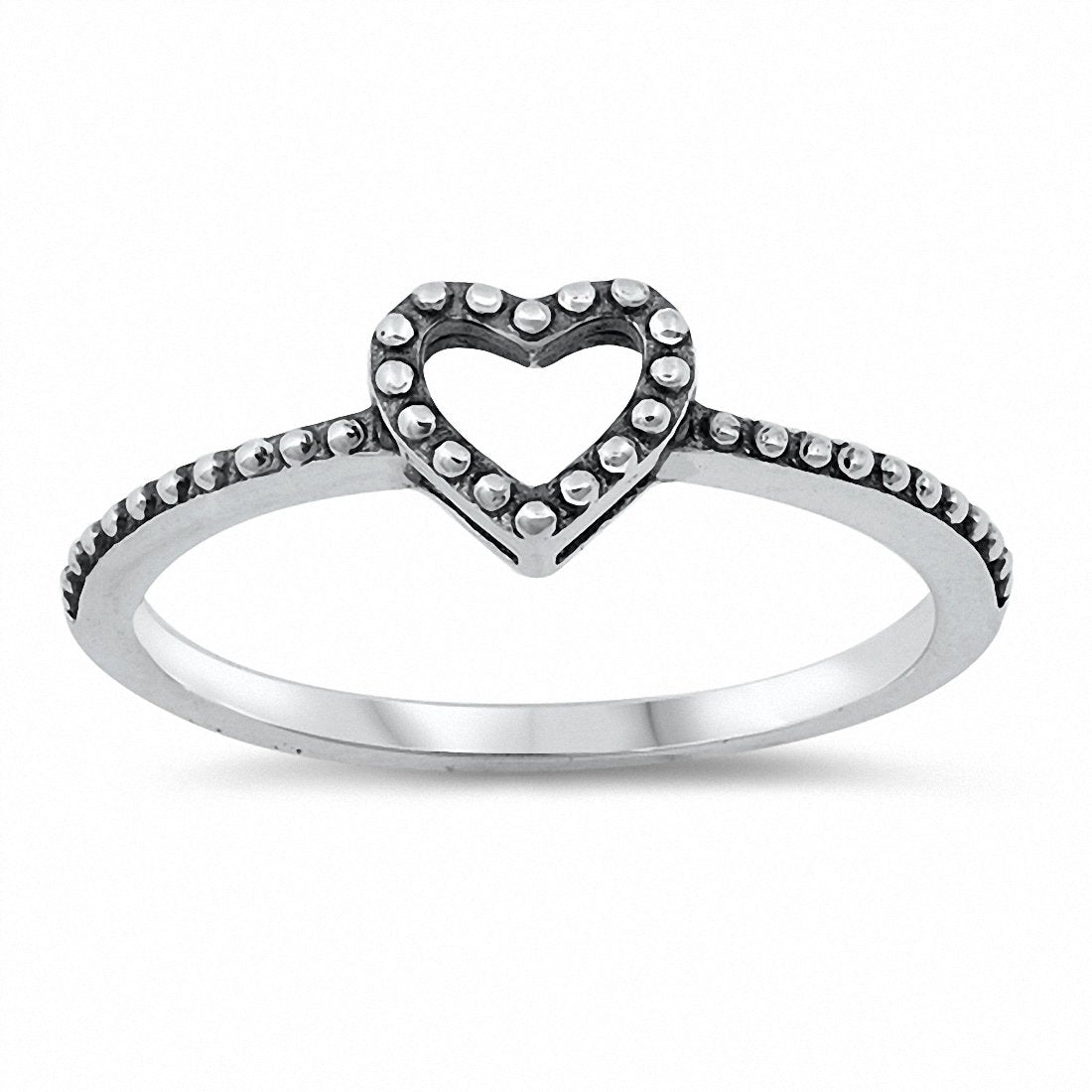 Bali Heart Promise Ring Band Solid 925 Sterling Silver Choose Color