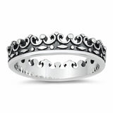 Crown Ring Band Oxidized Design Solid 925 Sterling Silver Choose Color