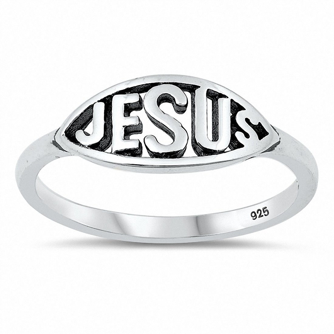 Jesus Band Ring Sideways Jesus 925 Sterling Silver Choose Color