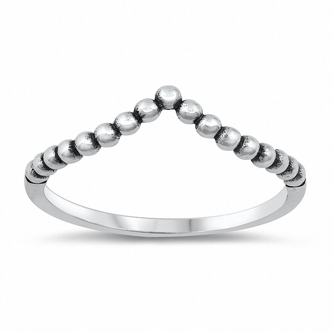 Ball Bead Chevron Midi Thumb Ring Band Solid 925 Sterling Silver Choose Color