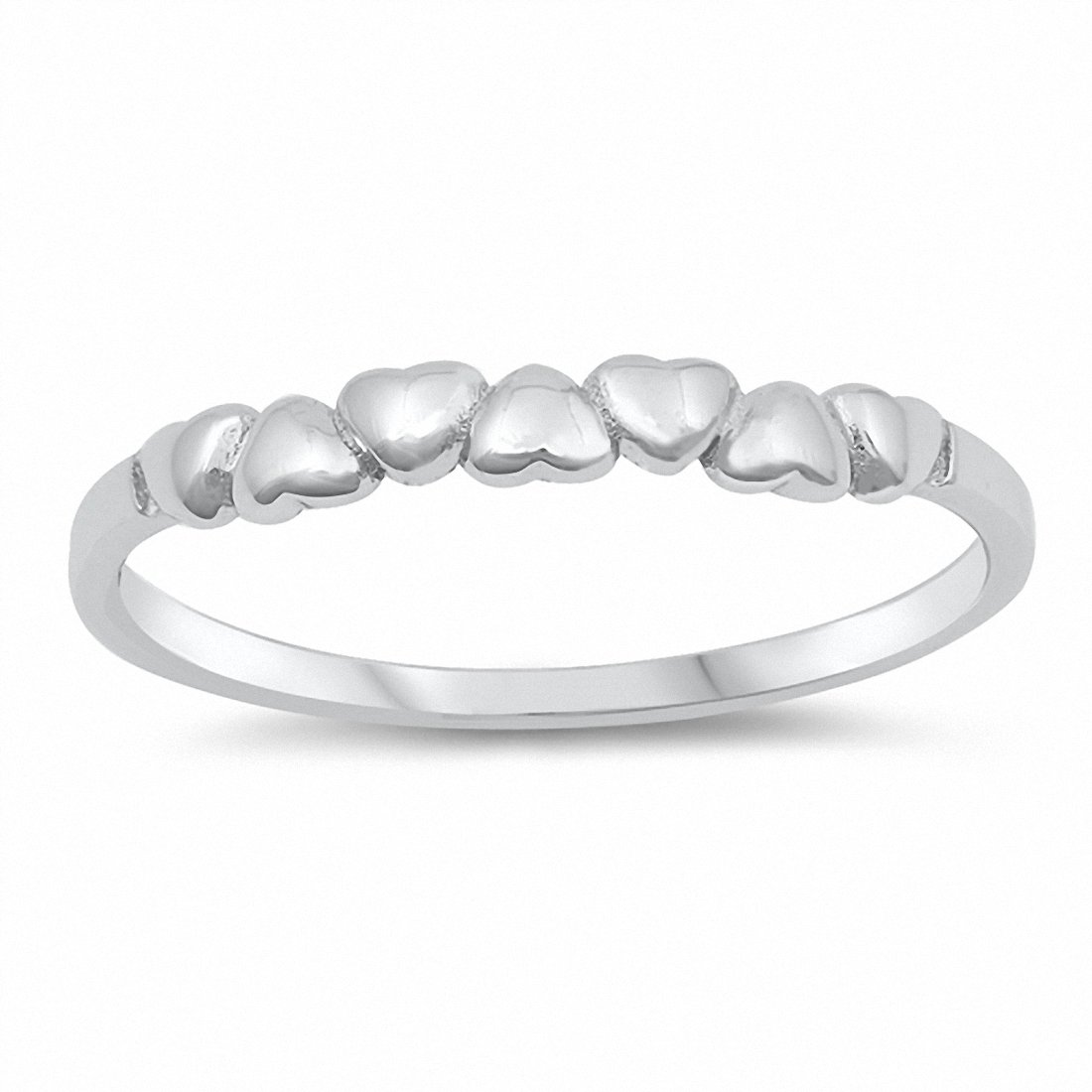 Small Petite Mini Heart Band Ring Solid 925 Sterling Silver Choose Color