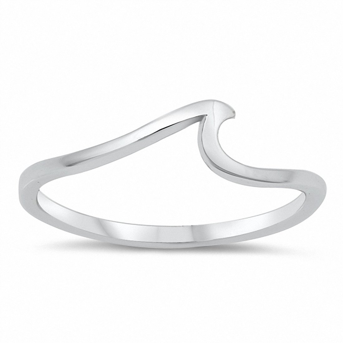 Petite Small Wave Ring Band Solid 925 Sterling Silver Choose Color