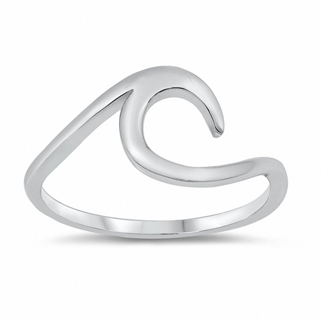 Wave Jewelry Ring Band Solid 925 Sterling Silver Choose Color