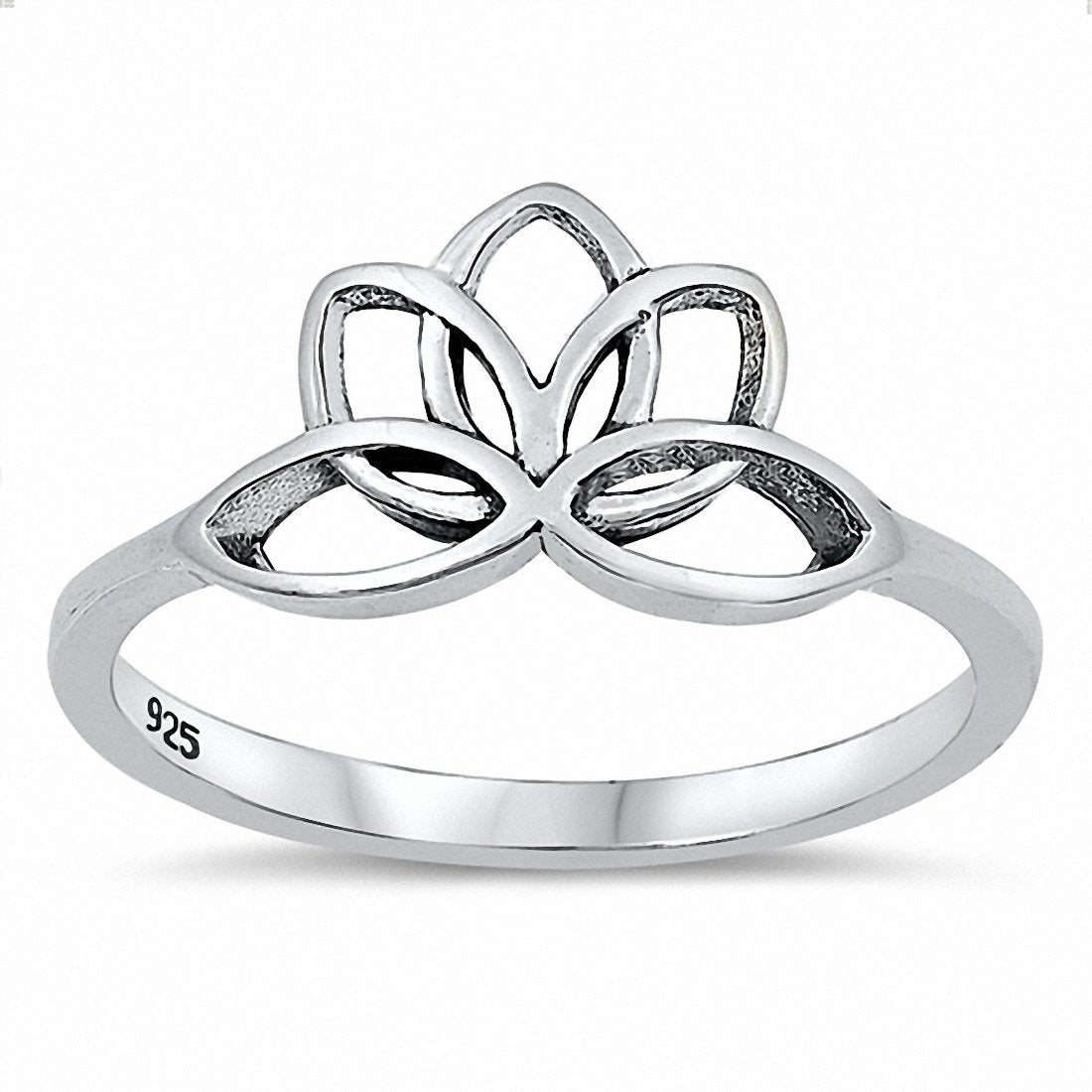Flower Ring Band Oxidized 925 Sterling Silver Choose Color