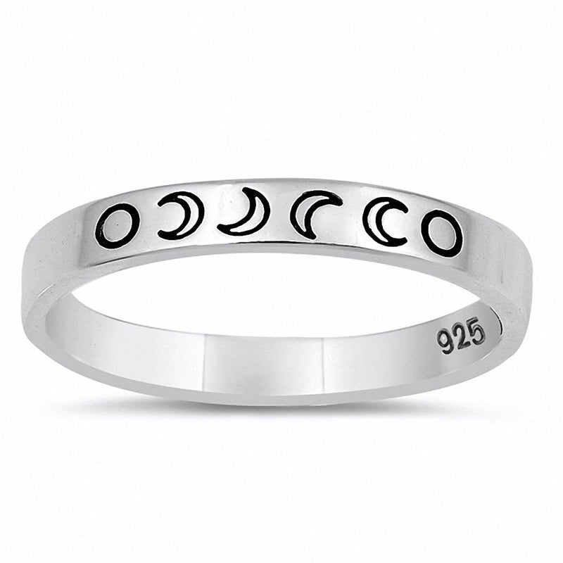 Moon Phases Crescent Band Ring 925 Sterling Silver Choose Color
