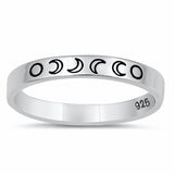 Moon Phases Crescent Band Ring 925 Sterling Silver Choose Color