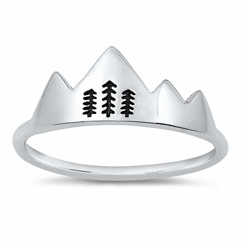 Mountain Tree Band Ring 925 Sterling Silver Choose Color