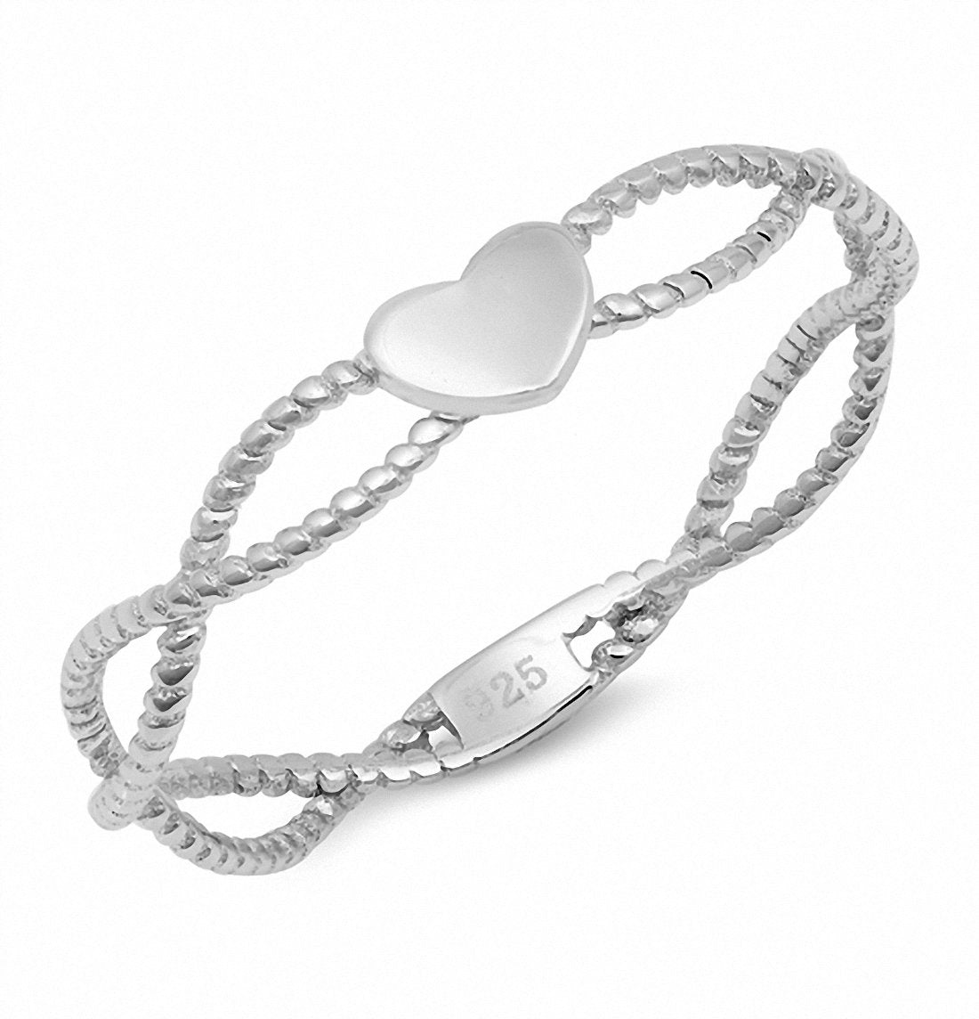 Heart Ring Braided Twisted Design Infinity Solid 925 Sterling Silver Choose Color