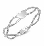Heart Ring Braided Twisted Design Infinity Solid 925 Sterling Silver Choose Color