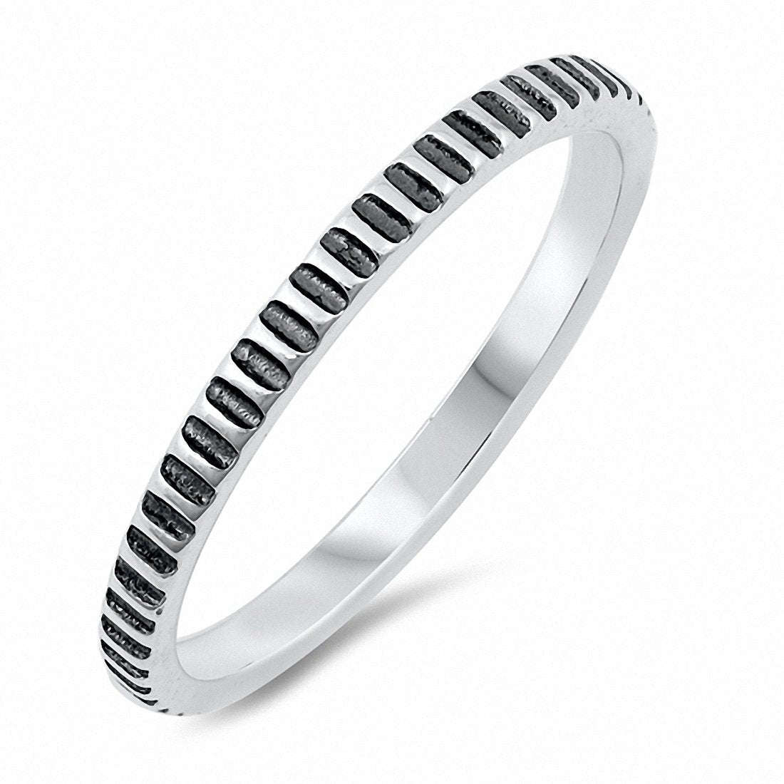 2mm Stripe Band Ring Oxidized Solid 925 Sterling Silver Choose Color