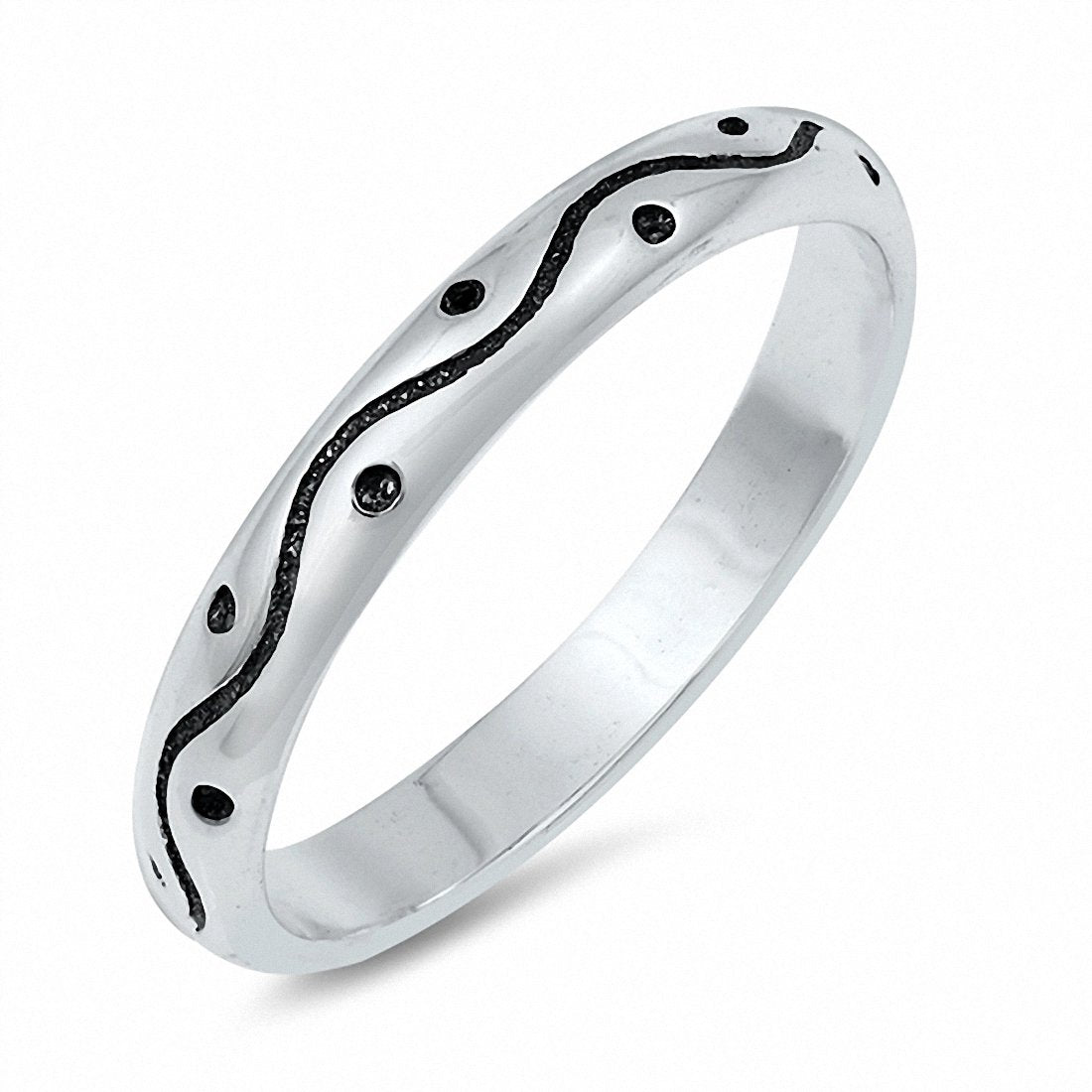 3mm Wave Design Band 925 Sterling Silver Choose Color