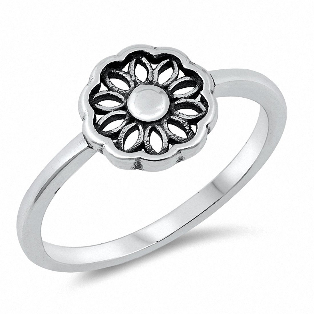 Flower Band Ring Solid 925 Sterling Silver Choose Color