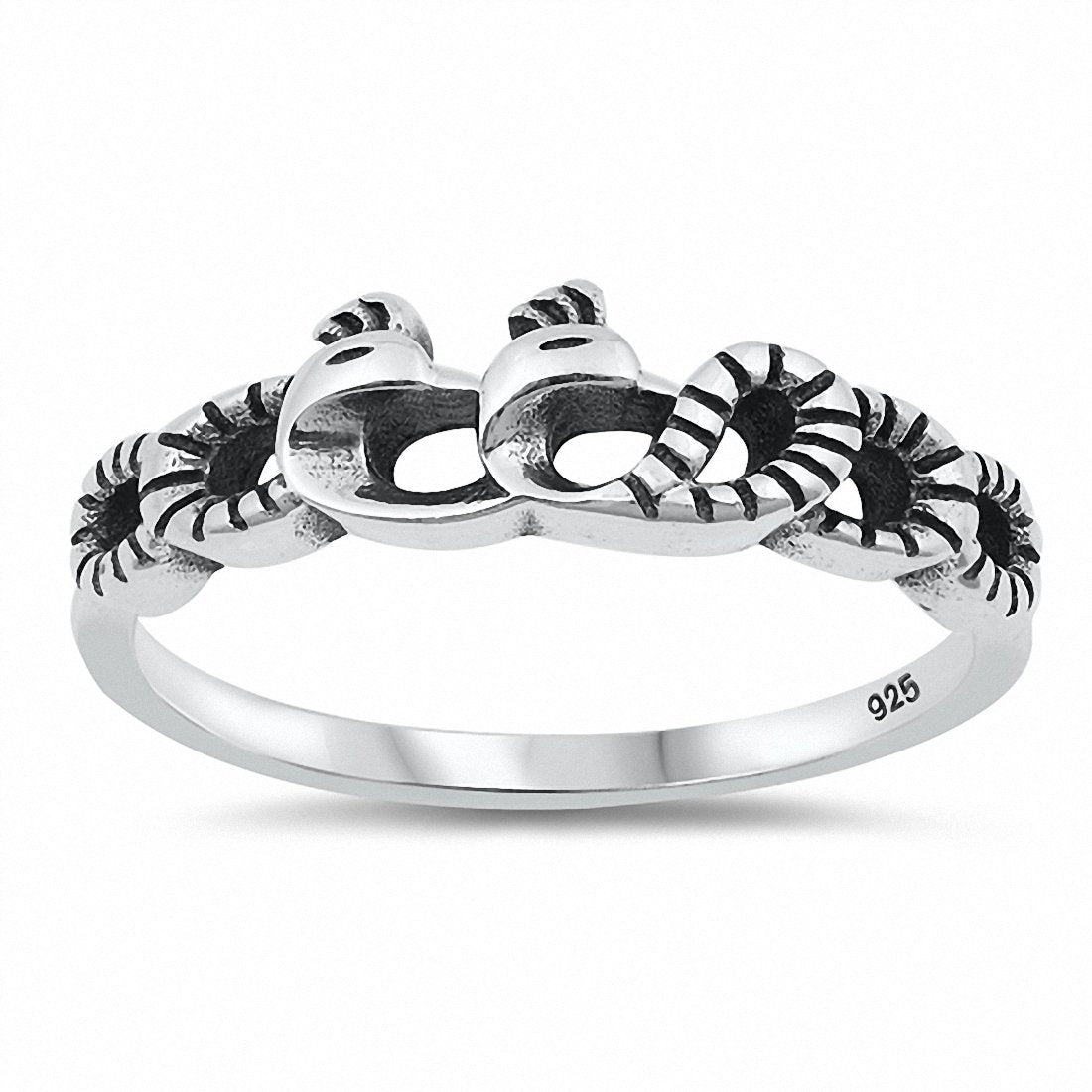 Snakes Band Ring Oxidized Solid 925 Sterling Silver Choose Color