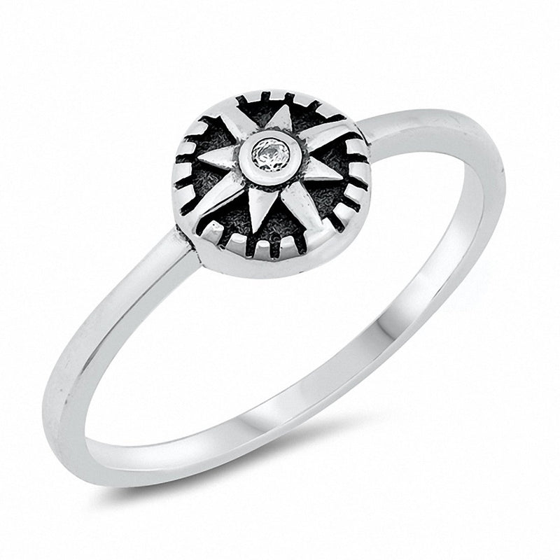 Star Ring Band Round Cubic Zirconia 925 Sterling Silver Choose Color