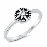 Star Ring Band Round Cubic Zirconia 925 Sterling Silver Choose Color