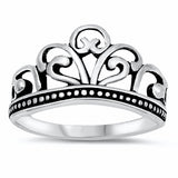 Crown Ring Band Oxidized 925 Sterling Silver Choose Color
