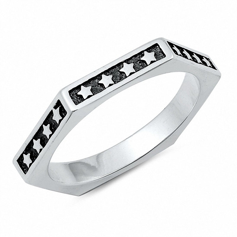 Stars Band Ring Solid 925 Sterling Silver Choose Color
