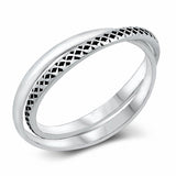 Interlocking Band Ring 2 Bands Solid 925 Sterling Silver Choose Color