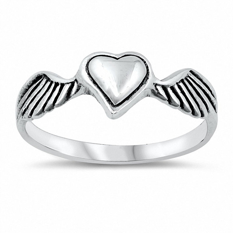 Heart Wings Band Ring Solid 925 Sterlig Silver Choose Color