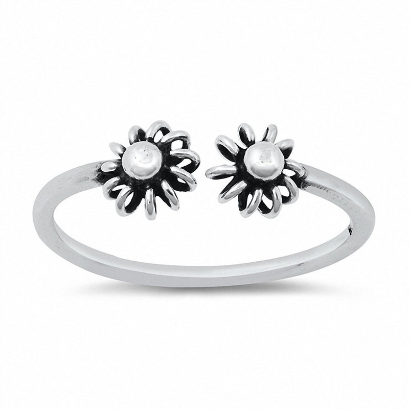 Flower Band Ring Open Ring Solid Oxidized 925 Sterling Silver Choose Color