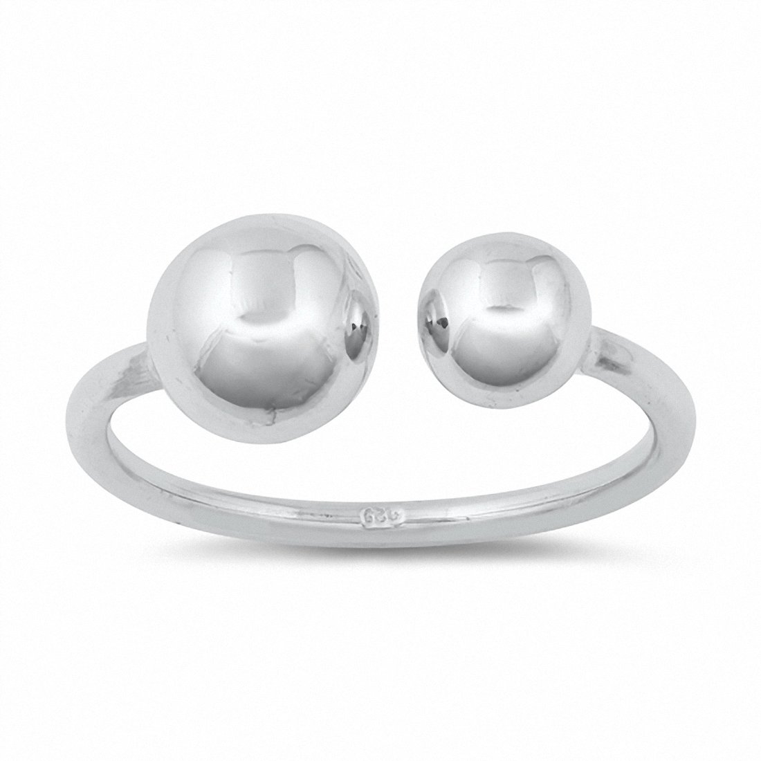 Double Ball Ring Band Solid 925 Sterling Silver Choose Color