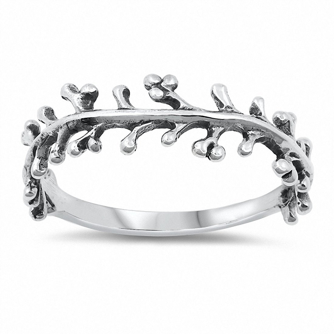 Sideways Branches Ring Band Solid 925 Sterling Silver Choose Color