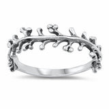Sideways Branches Ring Band Solid 925 Sterling Silver Choose Color
