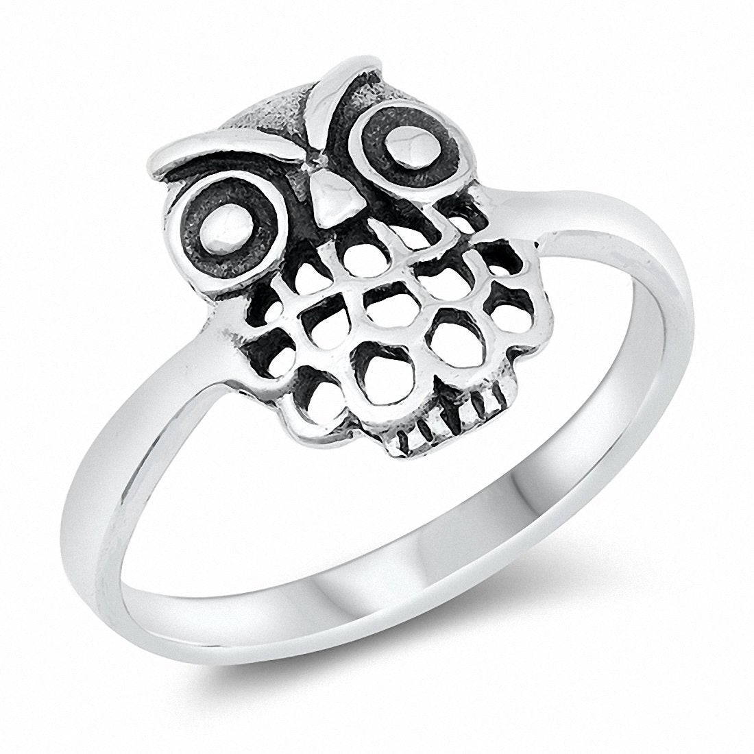 Owl Ring Band Solid 925 Sterling Silver Choose Color