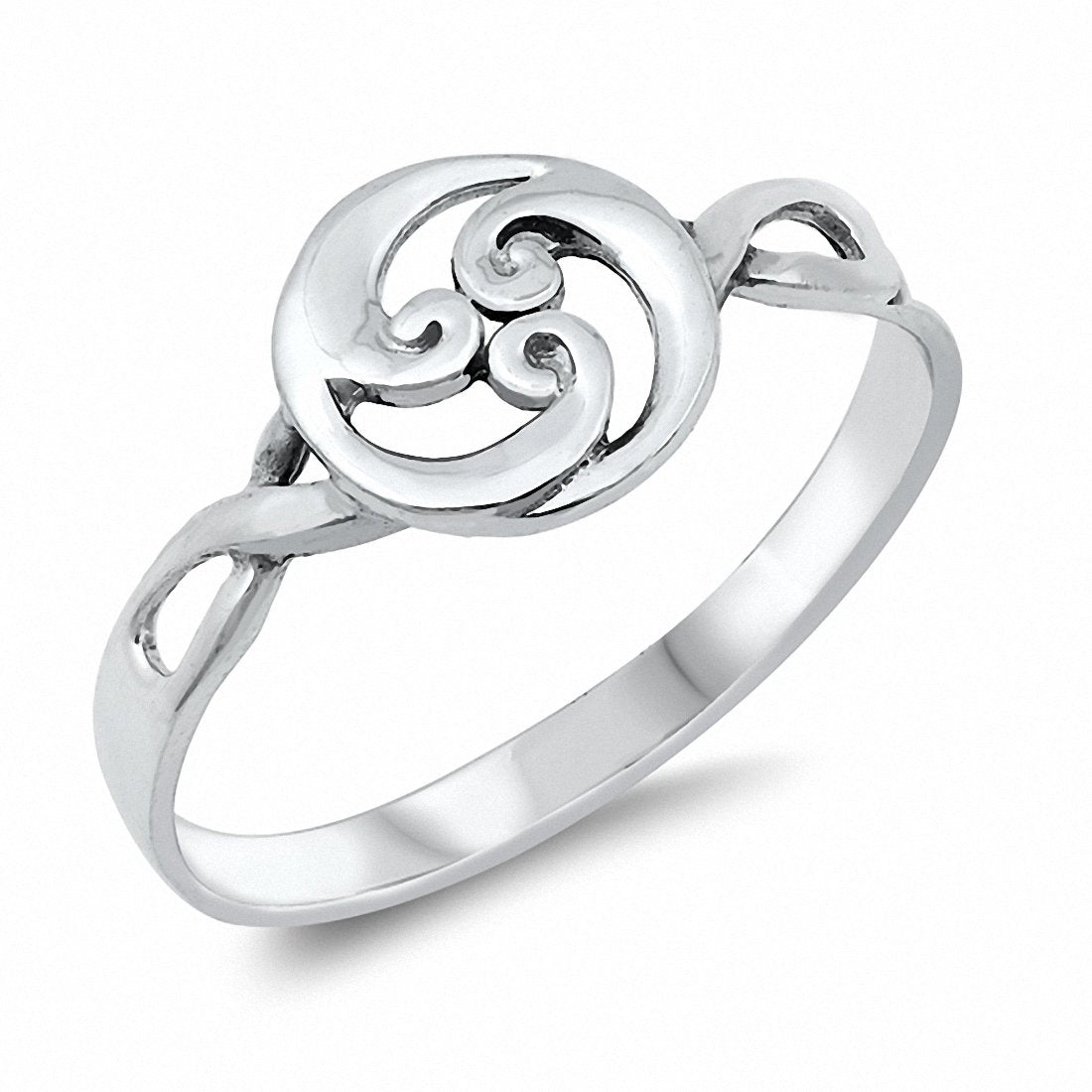 Celtic Plain Wave Band Ring Solid 925 Sterling Silver Choose Color