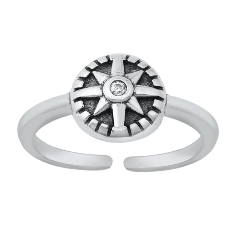 Adjustable Twinkle Star Toe Ring Band Simulated Cubic Zirconia 925 Sterling Silver (8mm)