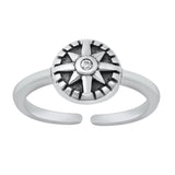 Adjustable Twinkle Star Toe Ring Band Simulated Cubic Zirconia 925 Sterling Silver (8mm)