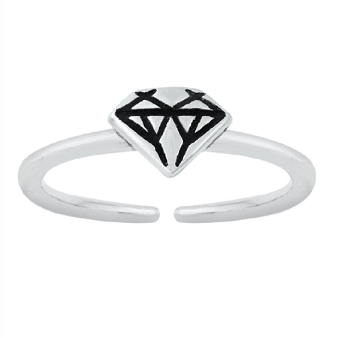 Adjustable Hammered DC Style Toe Ring Band 925 Sterling Silver (5mm)