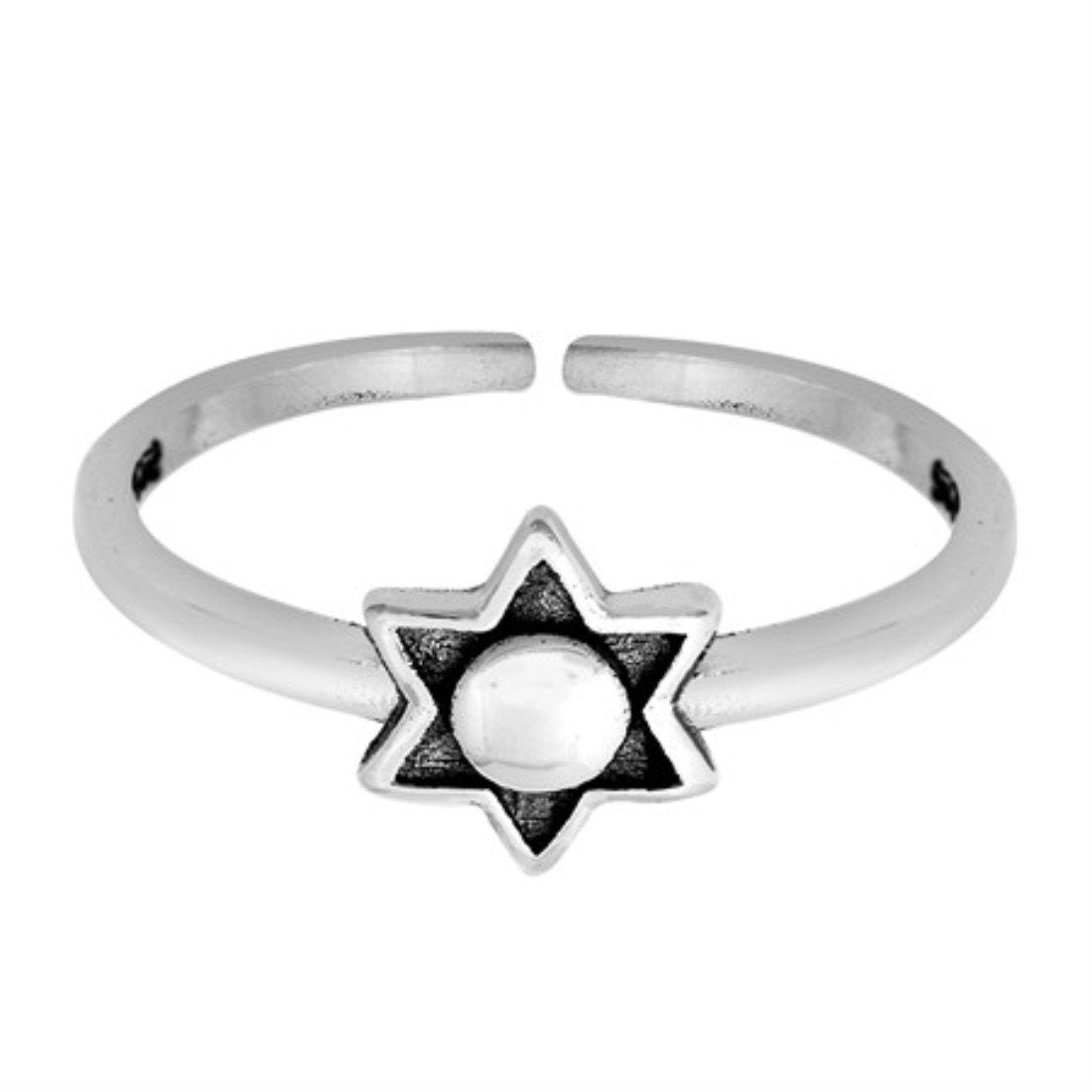 Sun Toe Ring Adjustable Band 925 Sterling Silver (6mm)