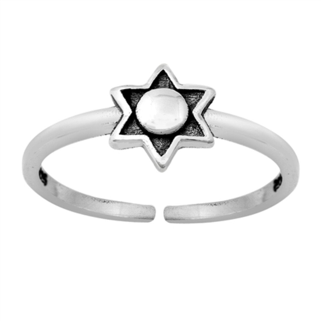 Sun Toe Ring Adjustable Band 925 Sterling Silver (6mm)