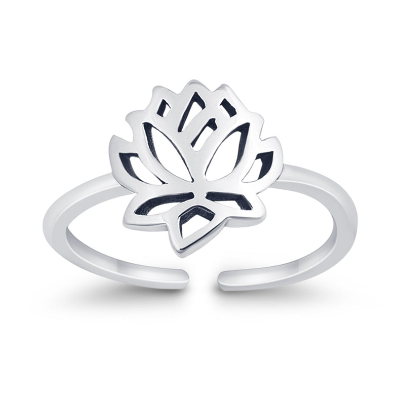 Awesome Lotus Ring Adjustable Toe Ring 925 Sterling Silver for Womens