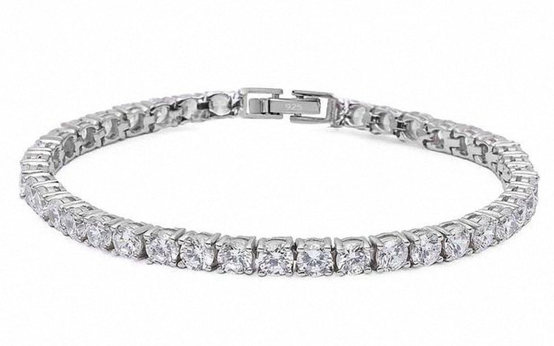 Bridal Wedding Tennis Bracelet 6mm Round Cubic Zirconia 925 Sterling Silver