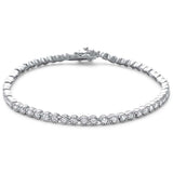 Crown Bezel Solitaire Tennis Bracelet Round Simulated CZ 925 Sterling Silver