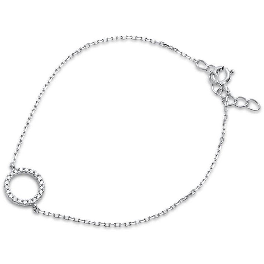 Dainty Fashion O Circle Round Bracelet Round Cubic Zirconia 925 Sterling Silver