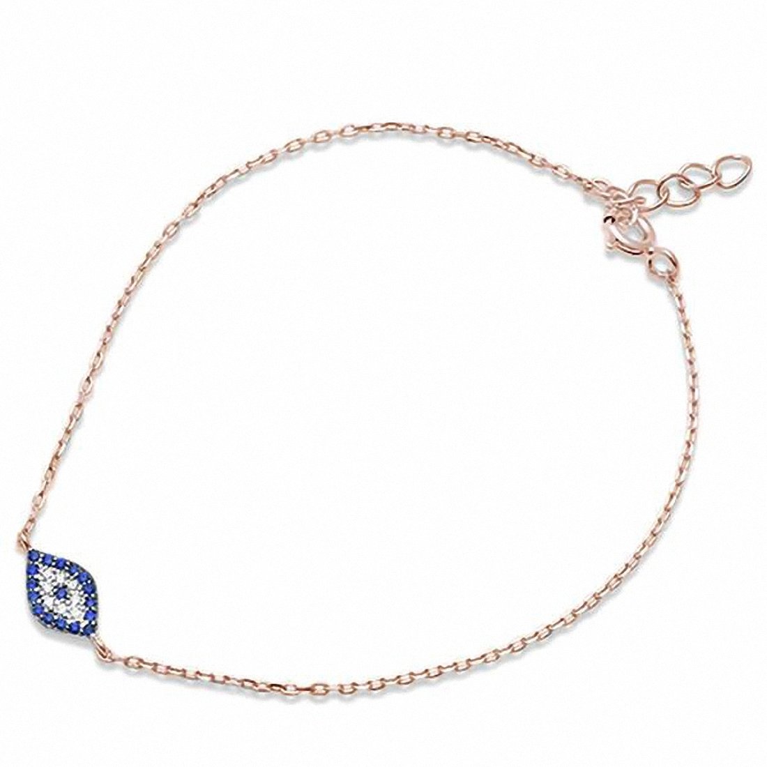 Evil Eye Bracelet Round Simulated Blue Sapphire 925 Sterling Silver choose Color