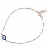 Evil Eye Bracelet Round Simulated Blue Sapphire 925 Sterling Silver choose Color