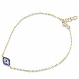Evil Eye Bracelet Round Simulated Blue Sapphire 925 Sterling Silver choose Color