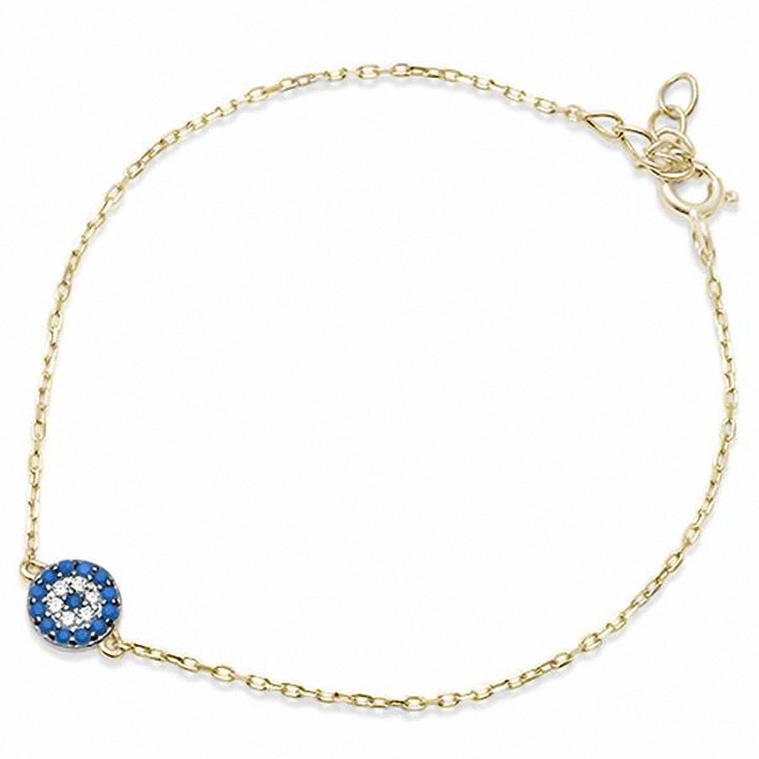 Evil Eye Bracelet Round Simulated Nano Turquoise 925 Sterling Silver choose Color