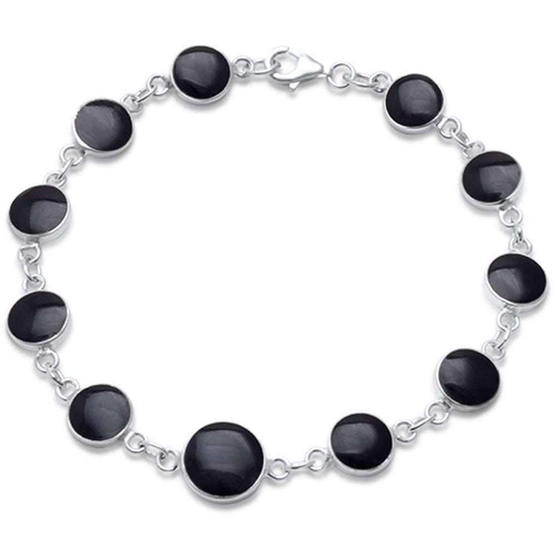 Round Big Small Bracelet Simulated Stone 925 Sterling Silver