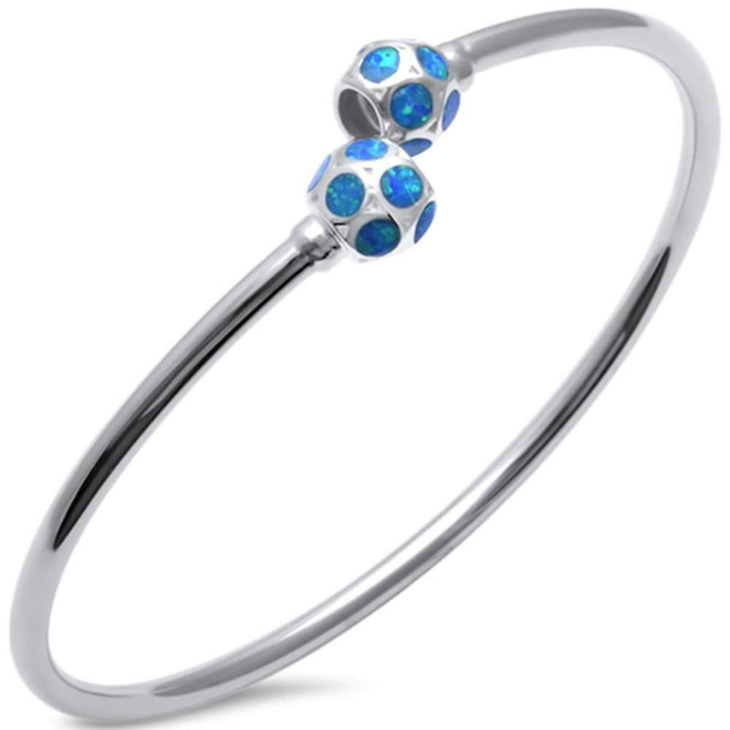 Cuff Bangle Bracelet Created Opal 925 Sterling Silver