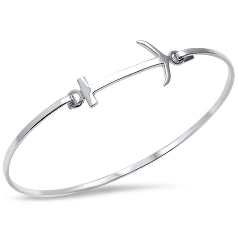 Plain Sideways Arrow Bracelet 925 Sterling Silver