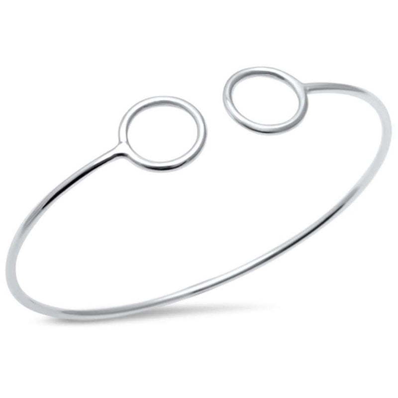 Round Double O Circle Cuff Bangle Bracelet 925 Sterling Silver