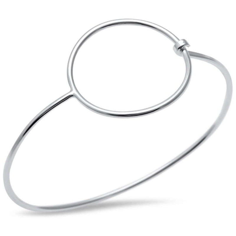Fashion Round O Circle Bangle Bracelet 925 Sterling Silver