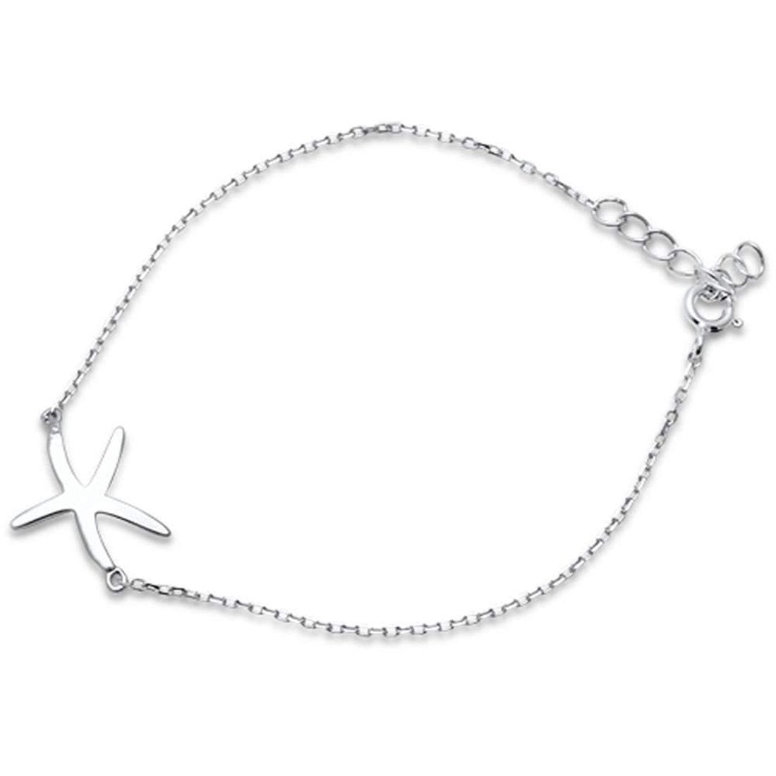 Fashion Starfish Bracelet 925 Sterling Silver 6"+1" Extension