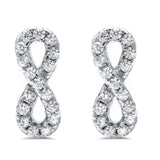 Crisscross Infinity Stud Earrings Round Cubic Zirconia 925 Sterling Silver