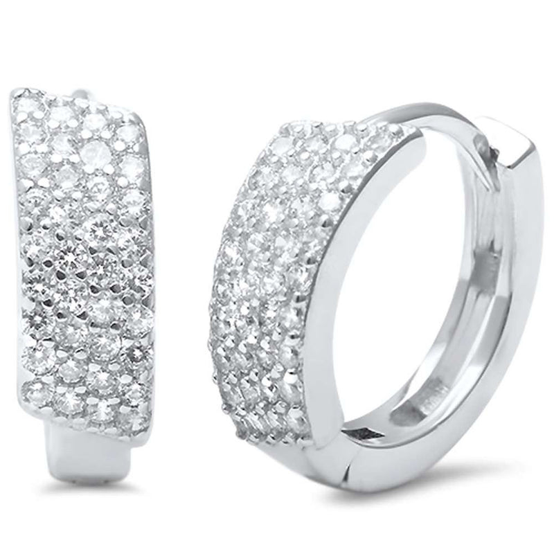 5mmx13mm Huggie Earrings Hoop 925 Sterling Silver Micro Pave Cubic Zirconia - Blue Apple Jewelry